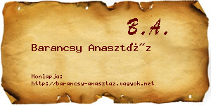 Barancsy Anasztáz névjegykártya